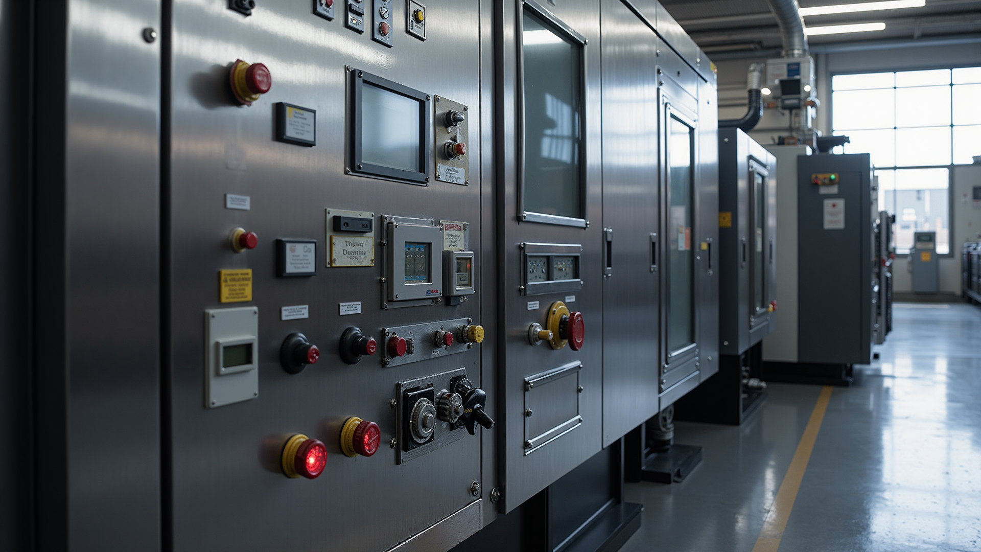 Electrical control panel of a door operator being inspected